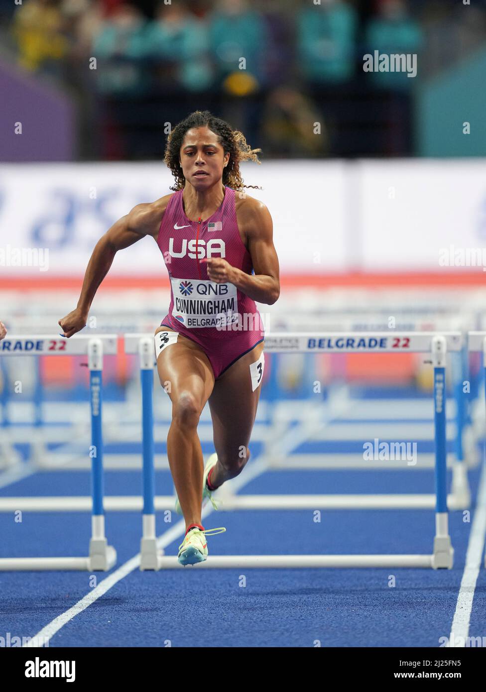 Gabriele Cunningham participating in the Belgrade 2022 World Indoor