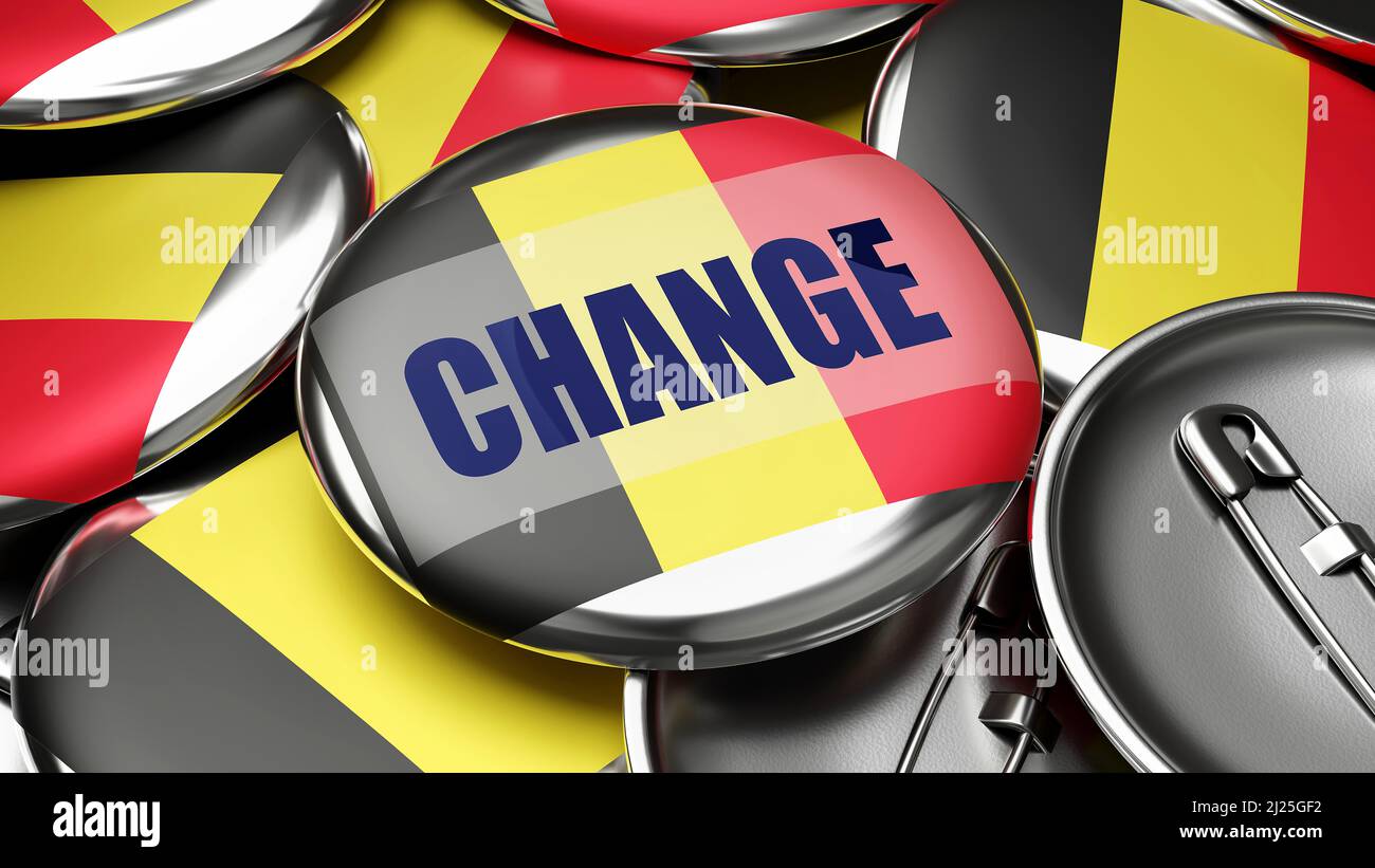Change in Belgium national flag of Belgium on dozens of pinback