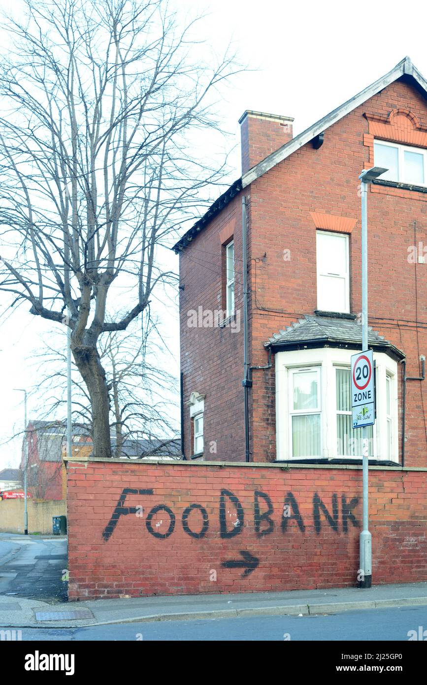 sign to food bank in leeds yorkshire united kingdom Stock Photo