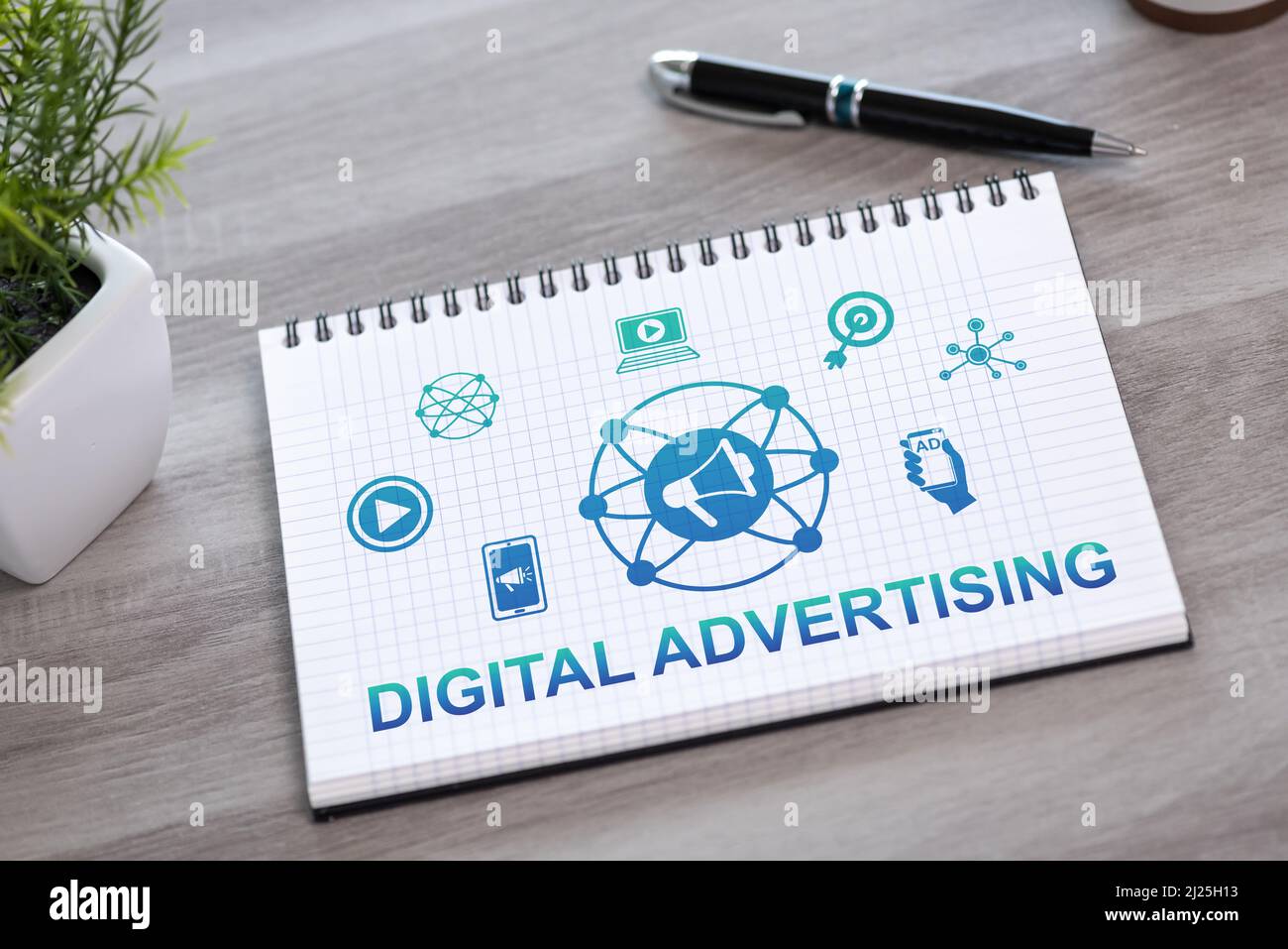 Note Pad Advertisement Digital advertising concept drawn on a notepad Stock Photo - Alamy