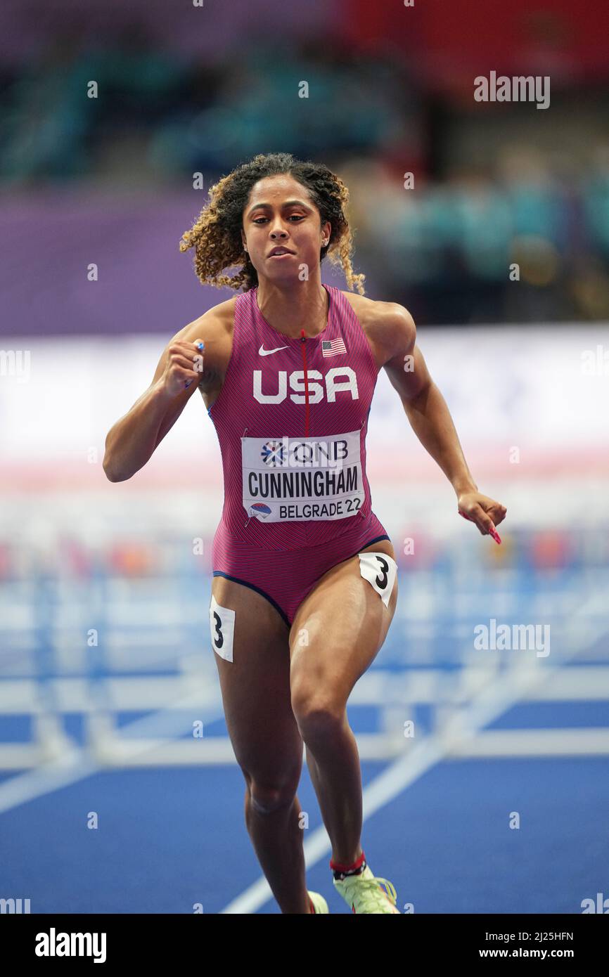 Gabriele Cunningham participating in the Belgrade 2022 World Indoor