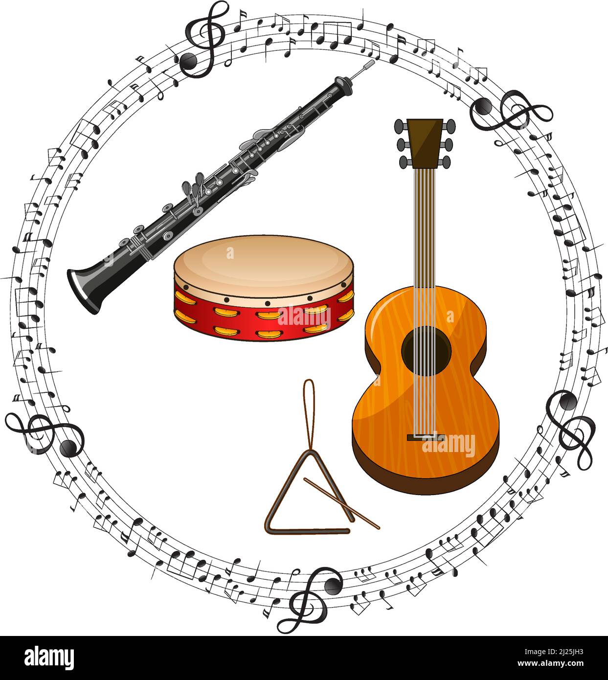 Melodic Instruments Cartoon Musical instrument with music melody symbol cartoon illustration Stock ...