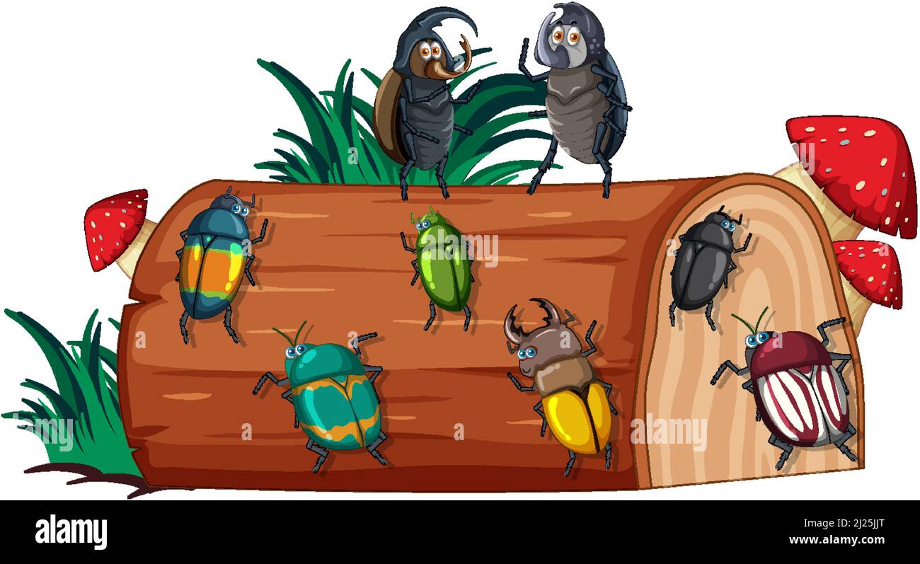 Happy insect in nature fairy tale scene illustration Stock Vector Image ...