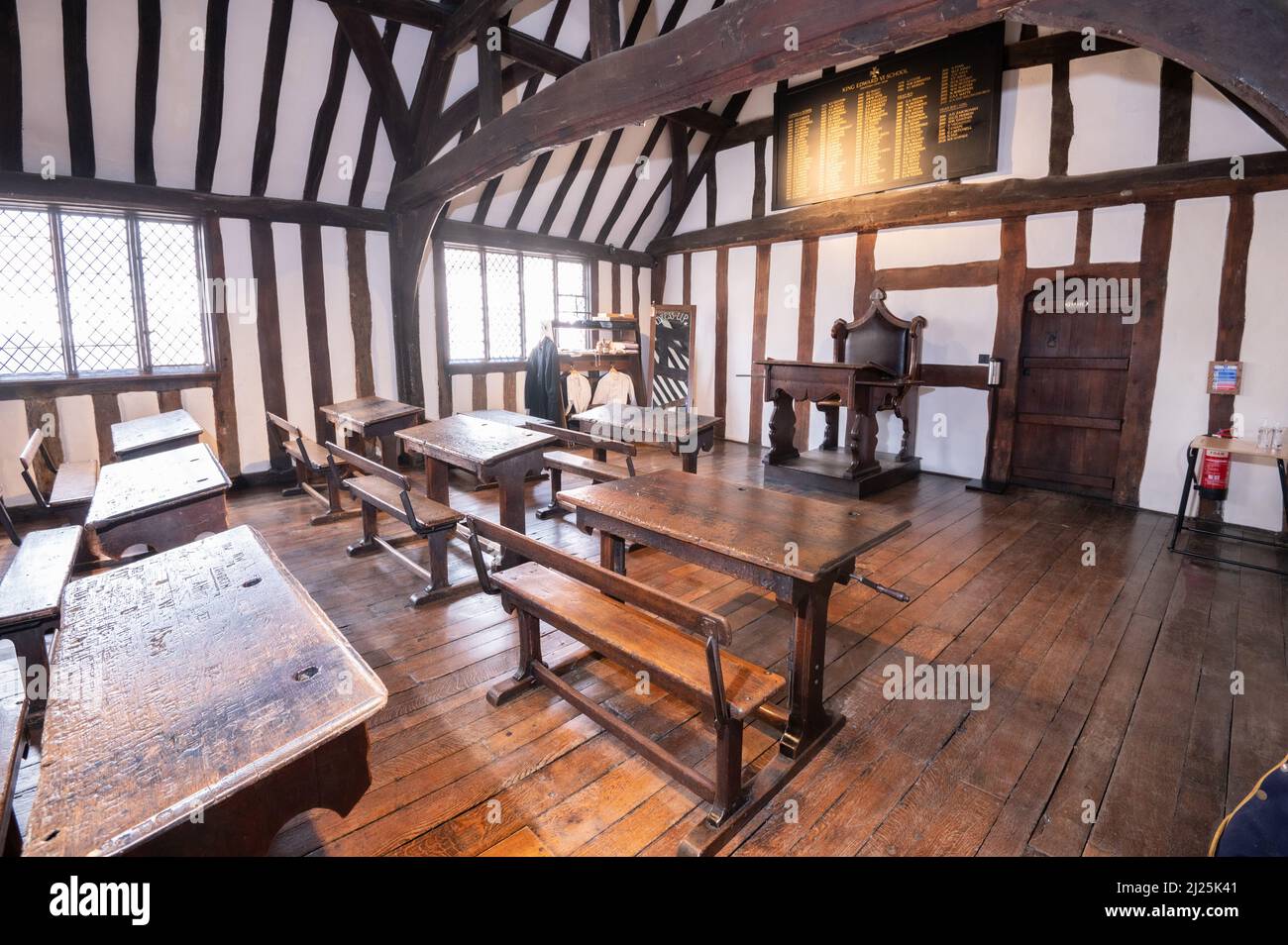 Shakespeare's classroom, where he studied as a young boy. Stratford-Upon-Avon town centre, Warwickshire, England. Stock Photo