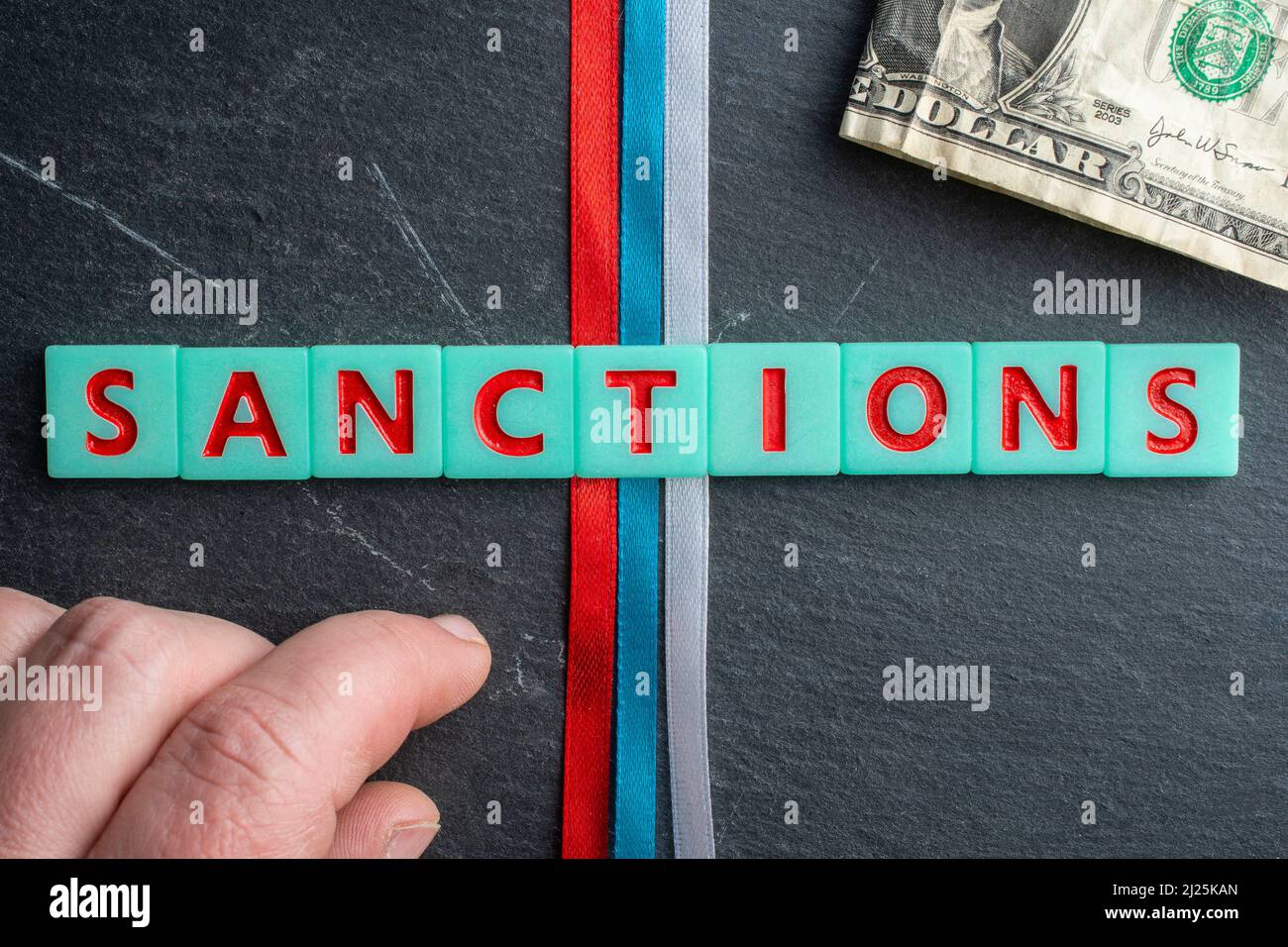 Conceptual photo about economic sanctions against Russia Stock Photo