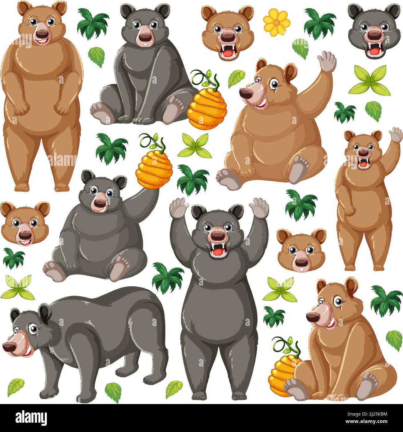 Seamless pattern with cute animals illustration Stock Vector Image ...