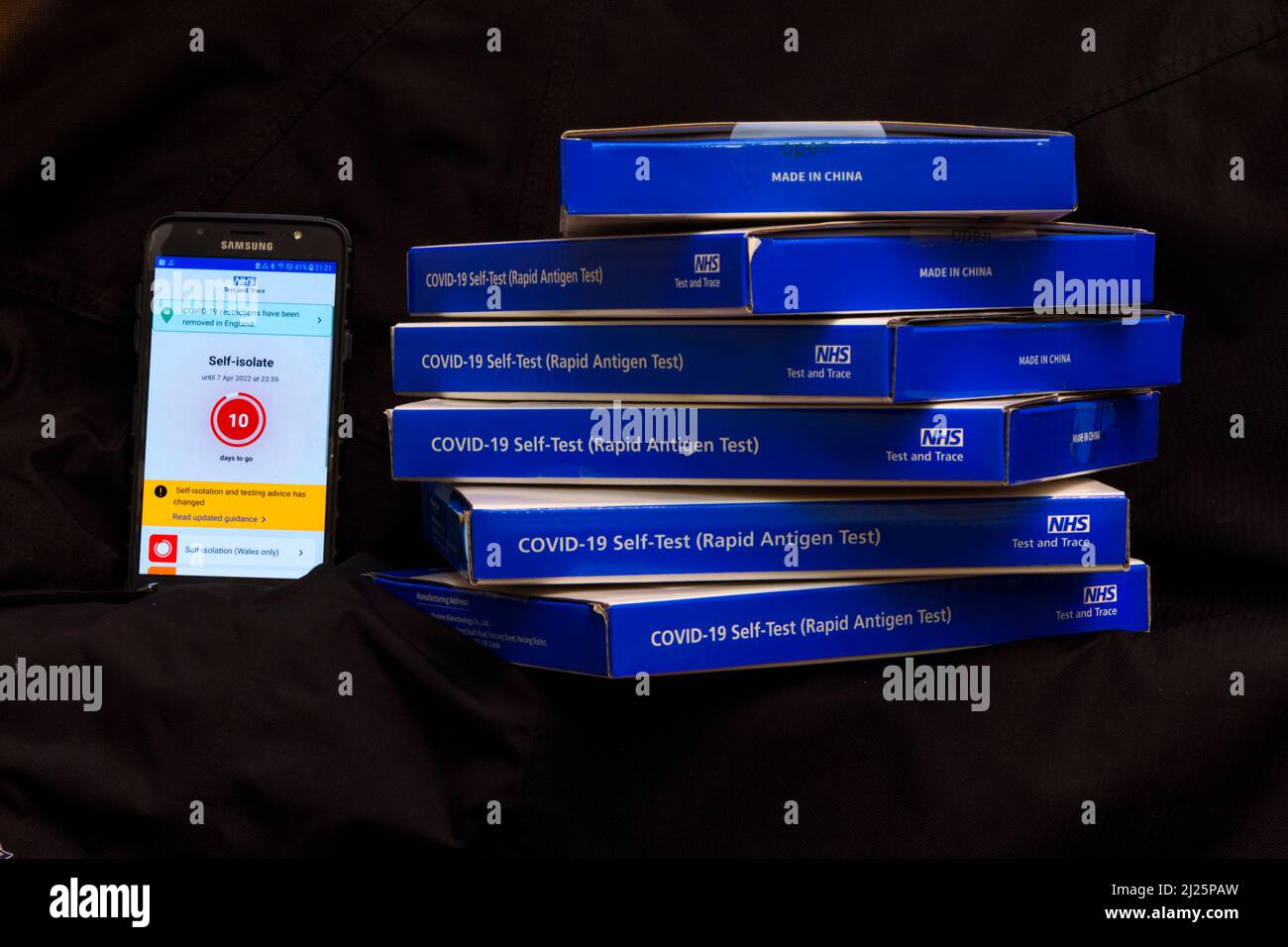 NHS Covid19 lateral flow test kit boxes / rapid lateral flow antigen coronavrus test kits with