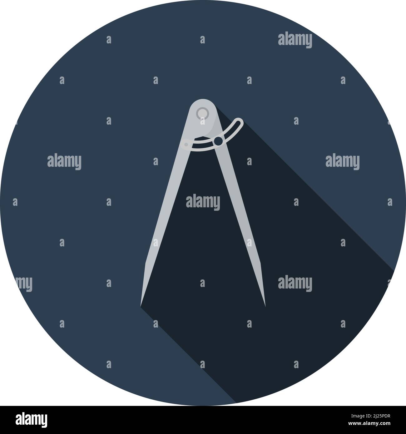 Compasses Icon. Flat Circle Stencil Design With Long Shadow. Vector Illustration. Stock Vector