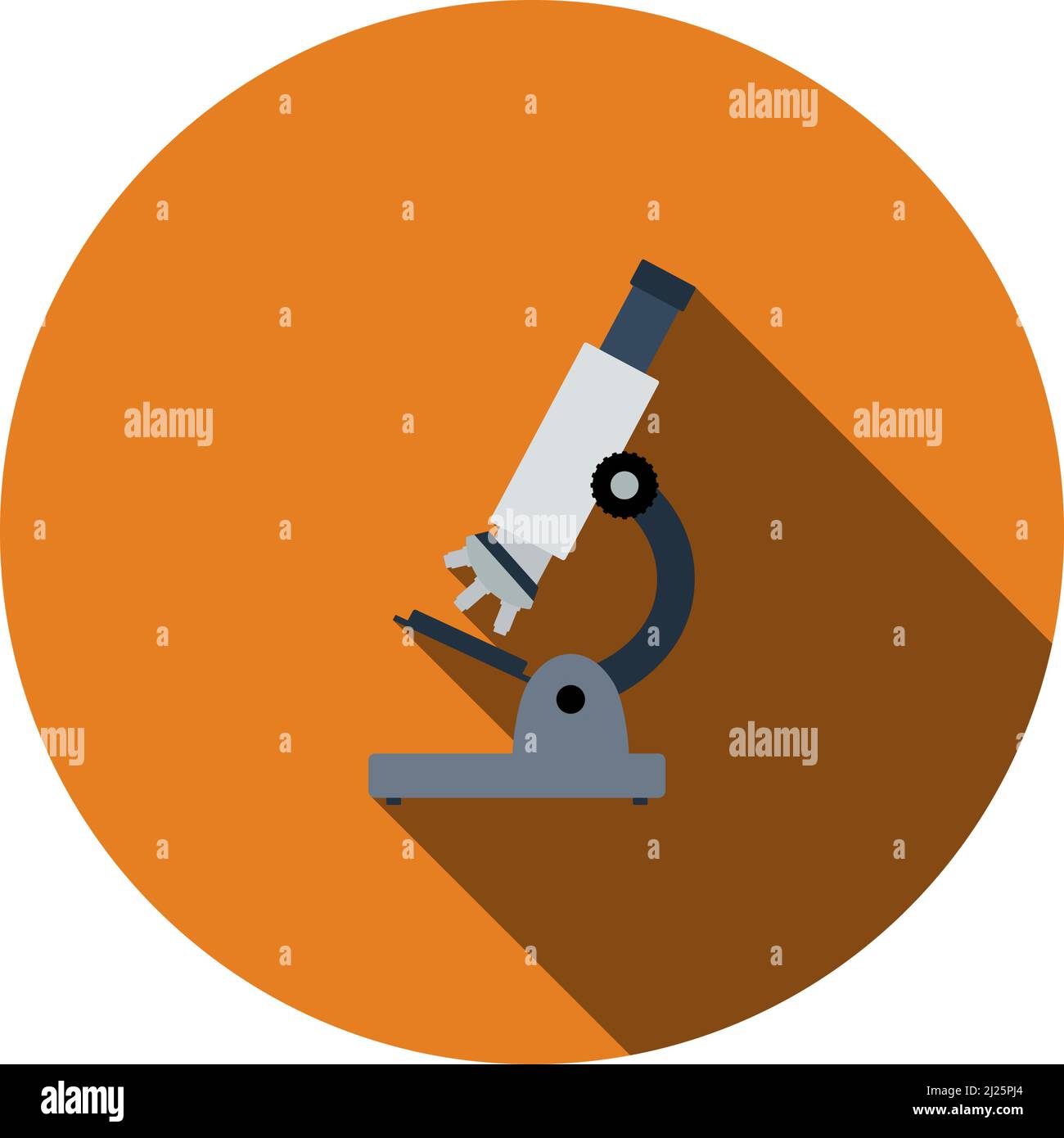 School Microscope Icon. Flat Circle Stencil Design With Long Shadow. Vector Illustration. Stock Vector