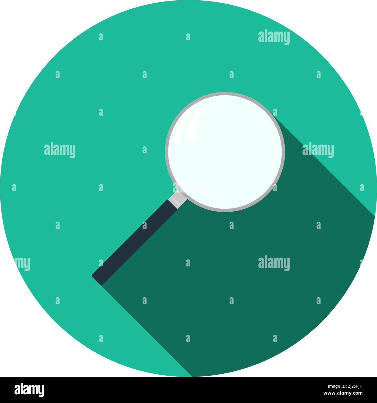 Loupe Icon. Flat Circle Stencil Design With Long Shadow. Vector Illustration. Stock Vector
