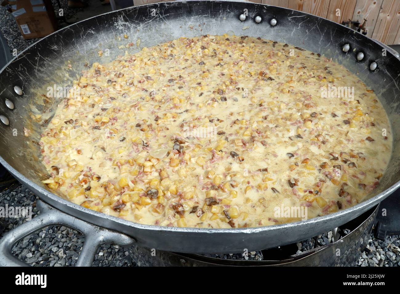 Fresh tartiflette, Savoy cheese speciality in the French Alpes. Stock Photo