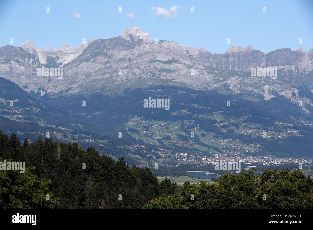 Sallanches et and Aravis mountains. Stock Photo