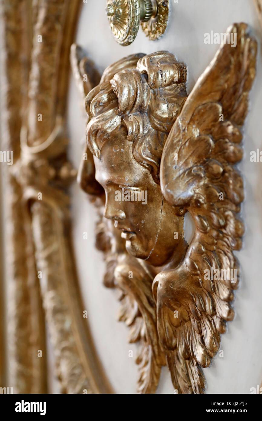 Golden angel. The Royal Chapel, Palace of Versailles. Stock Photo