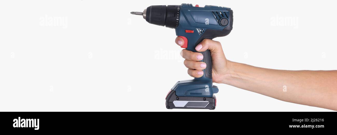 Female carpenter hand drill hi res stock photography and images