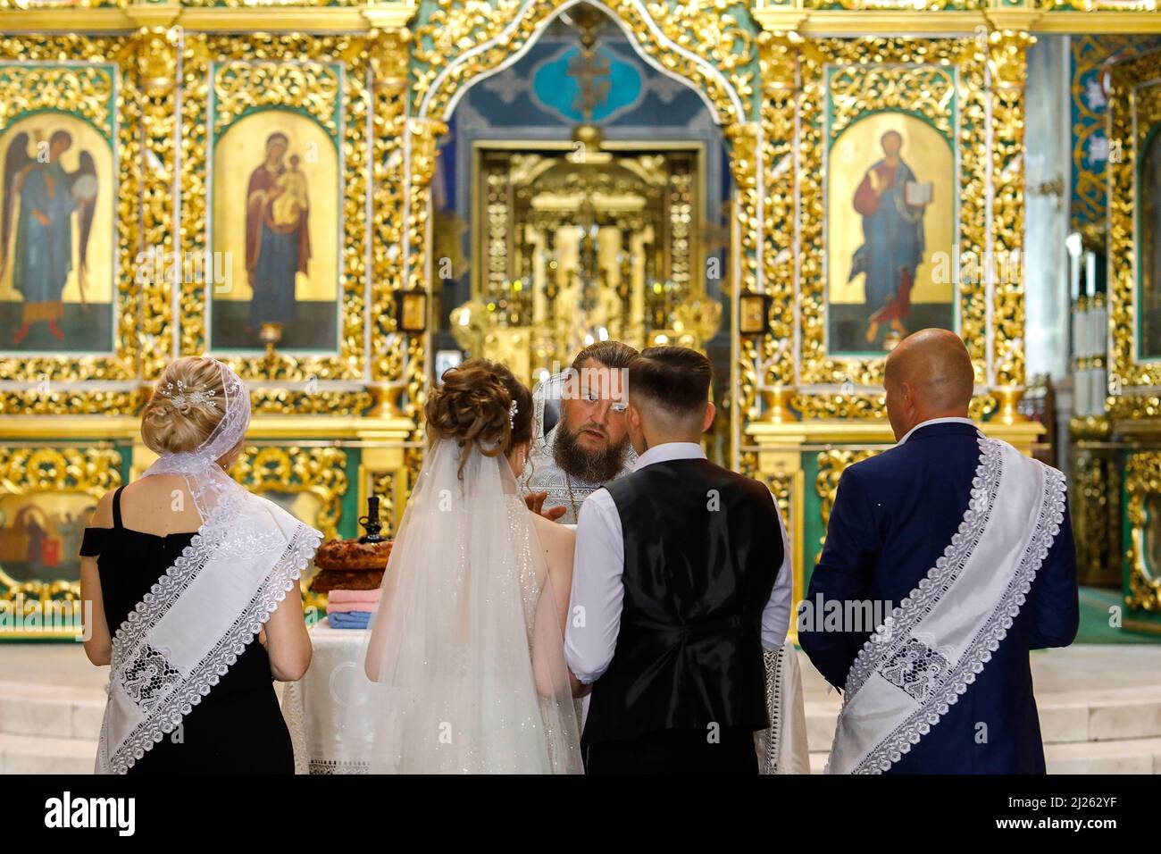 Wedding in the cathedral of Christ's Nativity, Chisinau, Moldova Stock