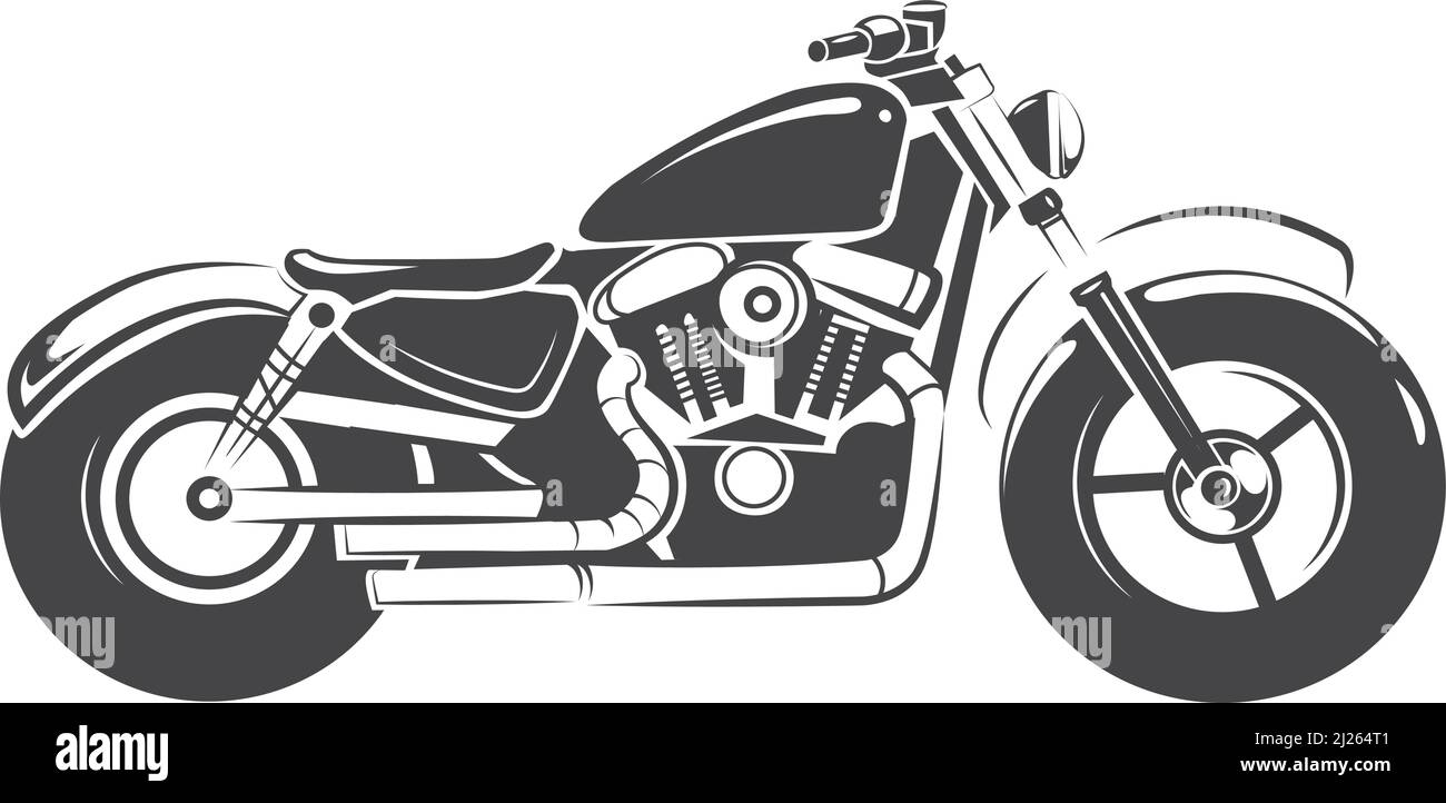 Motorcycle side view. Black sport bike icon Stock Vector