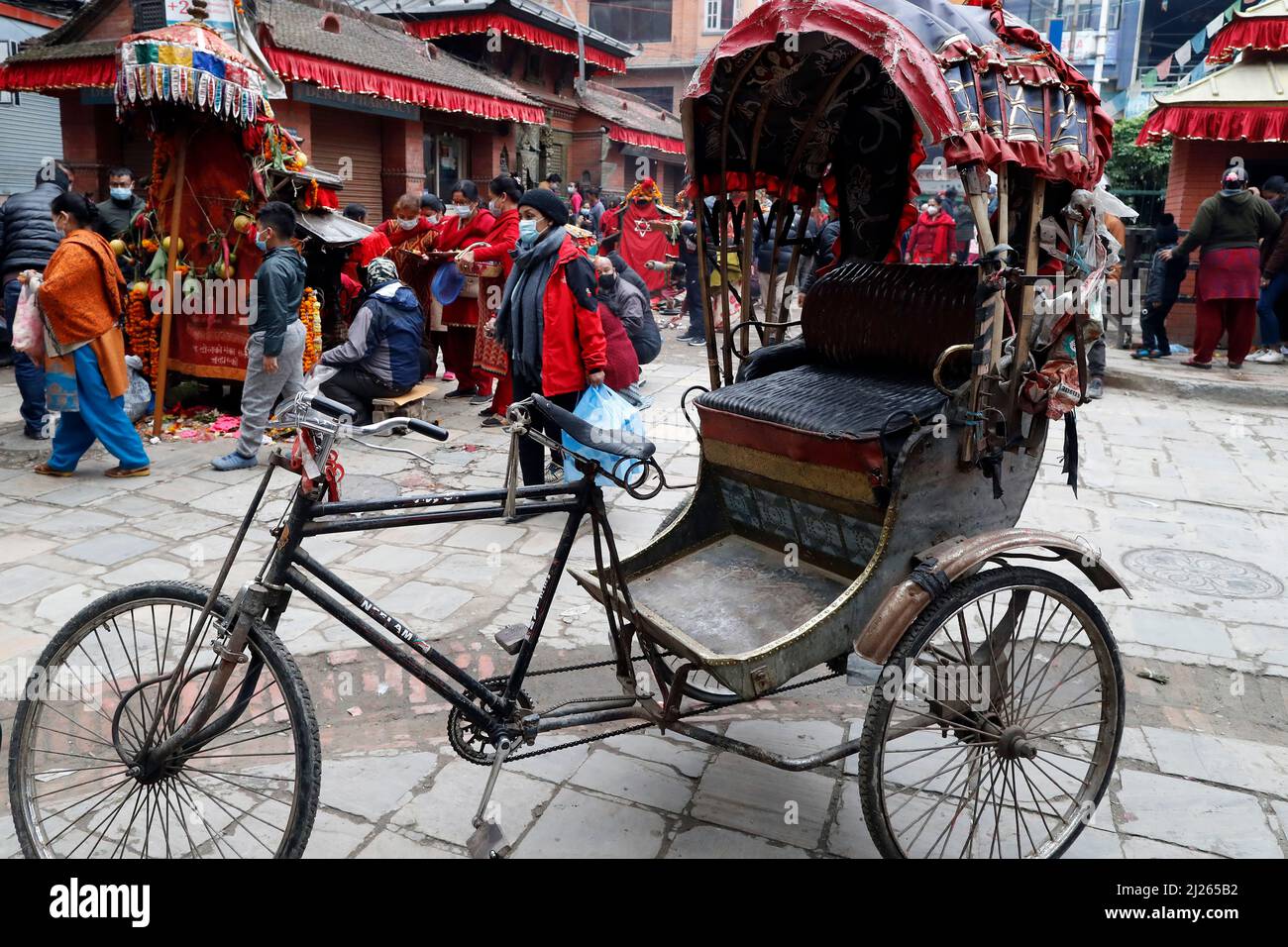 Traditional old cycle rickshaw in the street Stock Photo Alamy