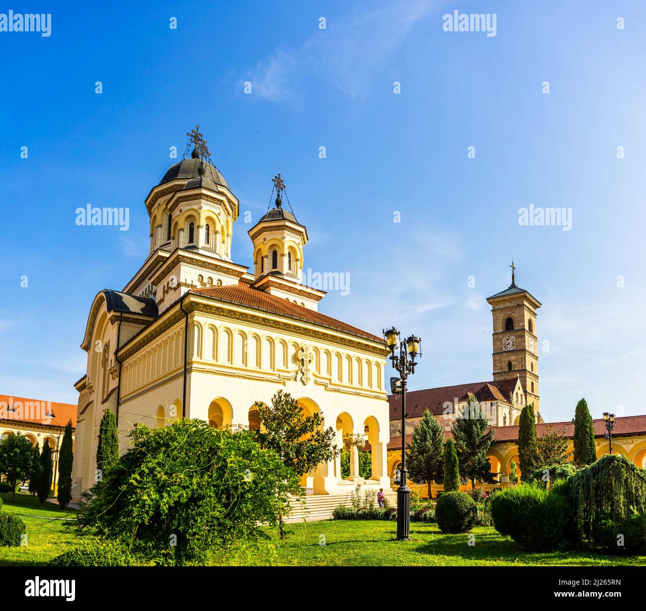 Orthodox and catholic cathedral view on sunny day in Alba Iulia ...