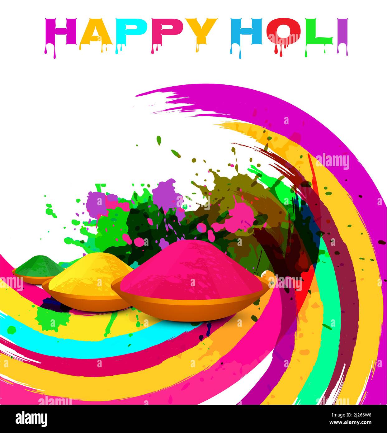 Happy Holi Greetings And Wishes Colorful Watercolor Background Stock Vector