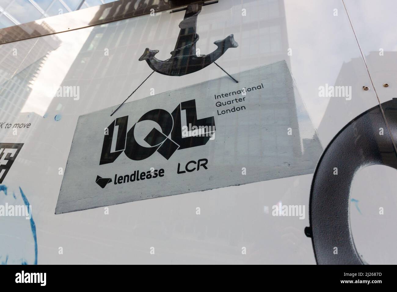 International Quarter London IQL sign, Stratford, London, uk Stock Photo