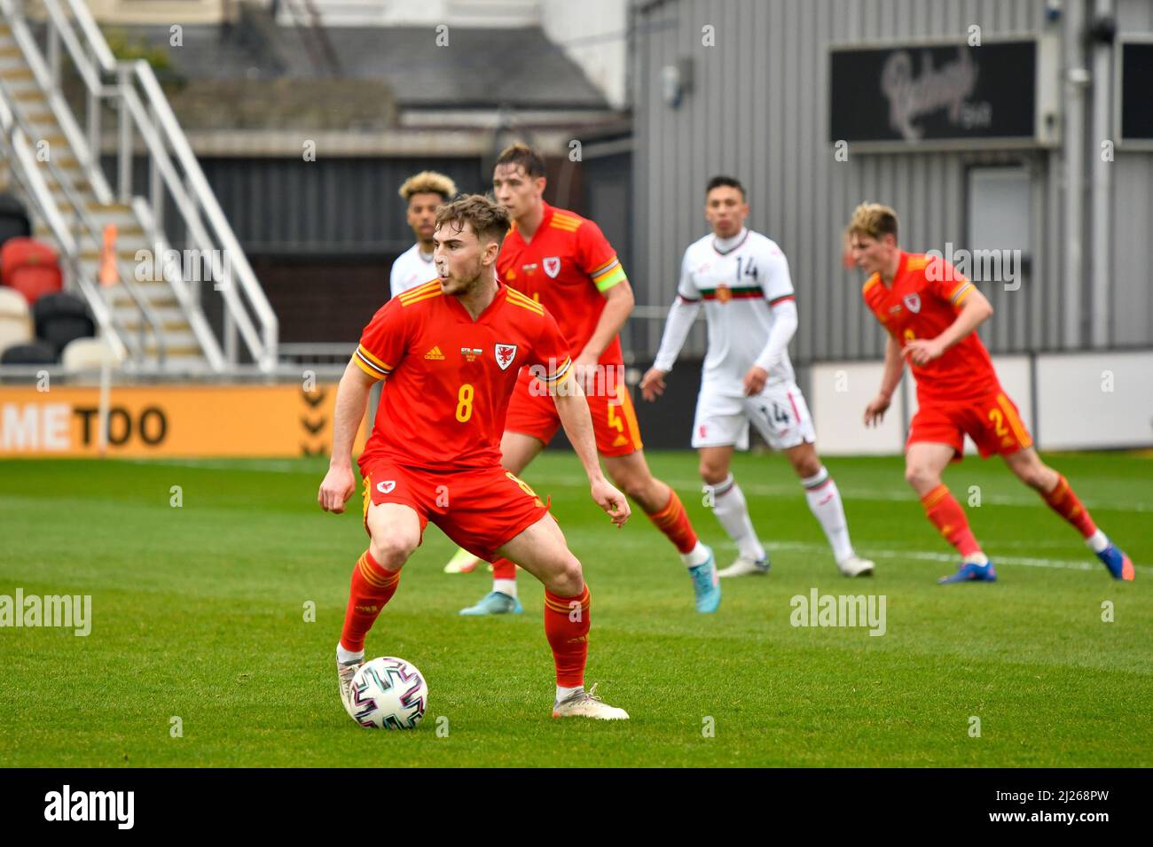 Newport, Wales. 29 March, 2022. Daniel Williams of Wales U21 in action during the UEFA European Under-21 Championship Qualifier Group E match between Wales U21 and Bulgaria U21 at Rodney Parade in Newport, Wales, UK on 29, March 2022. Credit: Duncan Thomas/Majestic Media. Stock Photo