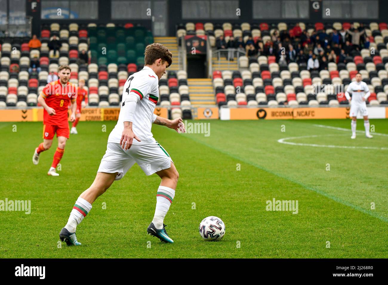 Newport, Wales. 29 March, 2022. Yoni Stoyanov of Bulgaria U21 in action during the UEFA European Under-21 Championship Qualifier Group E match between Wales U21 and Bulgaria U21 at Rodney Parade in Newport, Wales, UK on 29, March 2022. Credit: Duncan Thomas/Majestic Media. Stock Photo