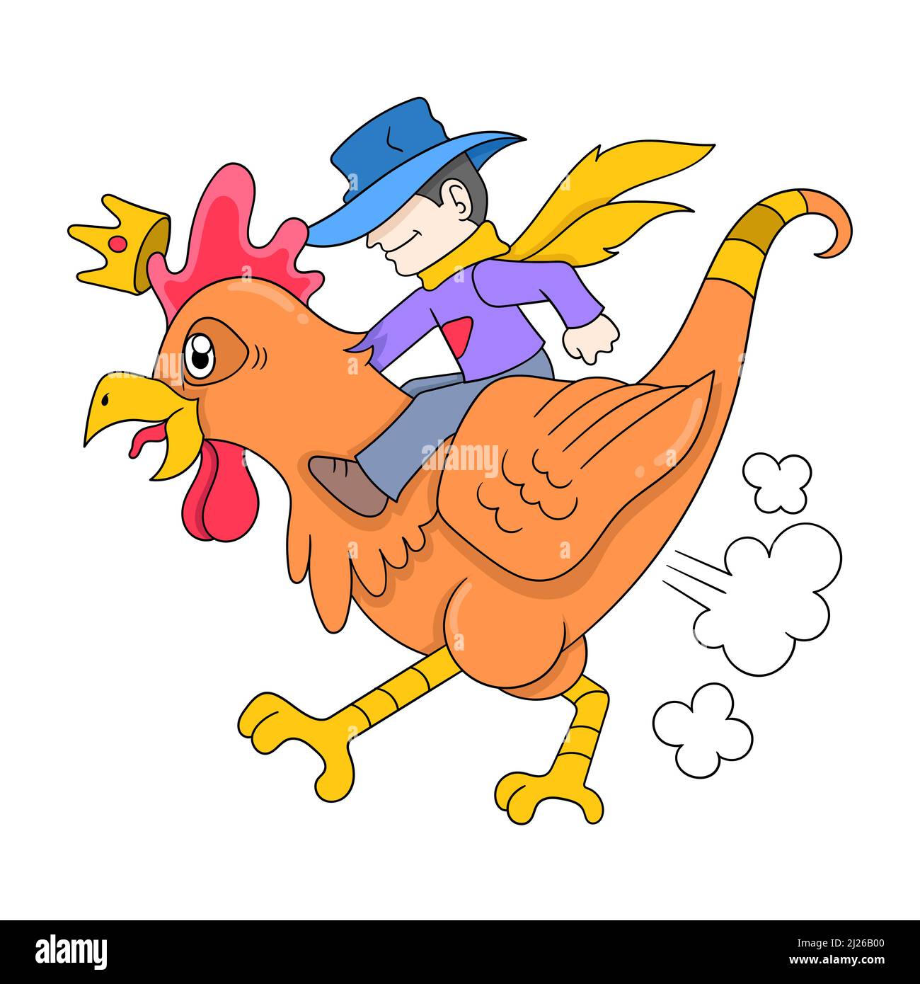 cowboy riding a giant cock through valley Stock Vector Image & Art - Alamy