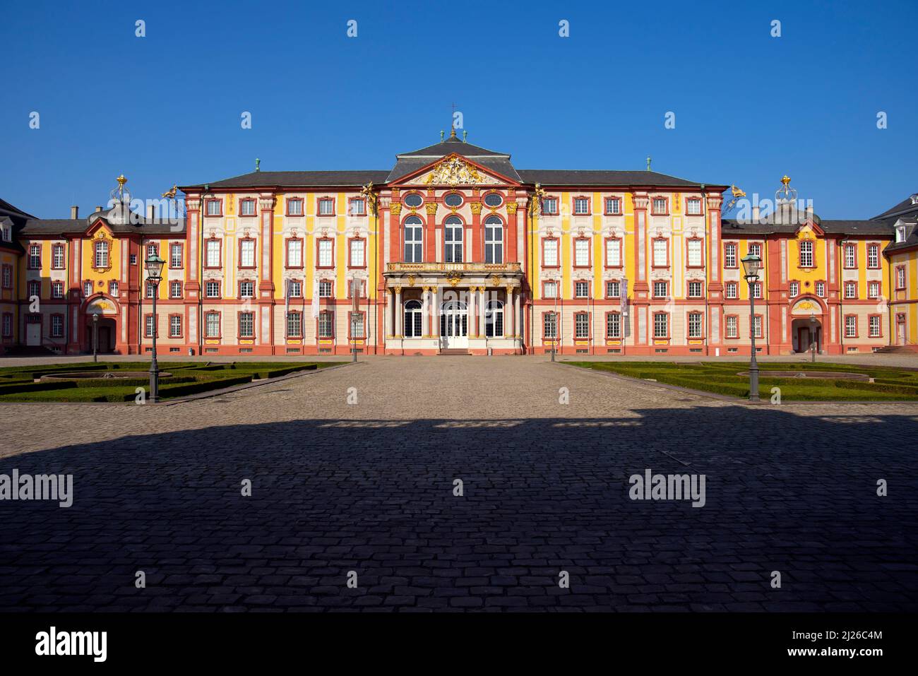 Bruchsal Palace, also called the Damiansburg, is a Baroque palace complex located in Bruchsal. Bruchsal is a city at the western edge of the Kraichgau Stock Photo