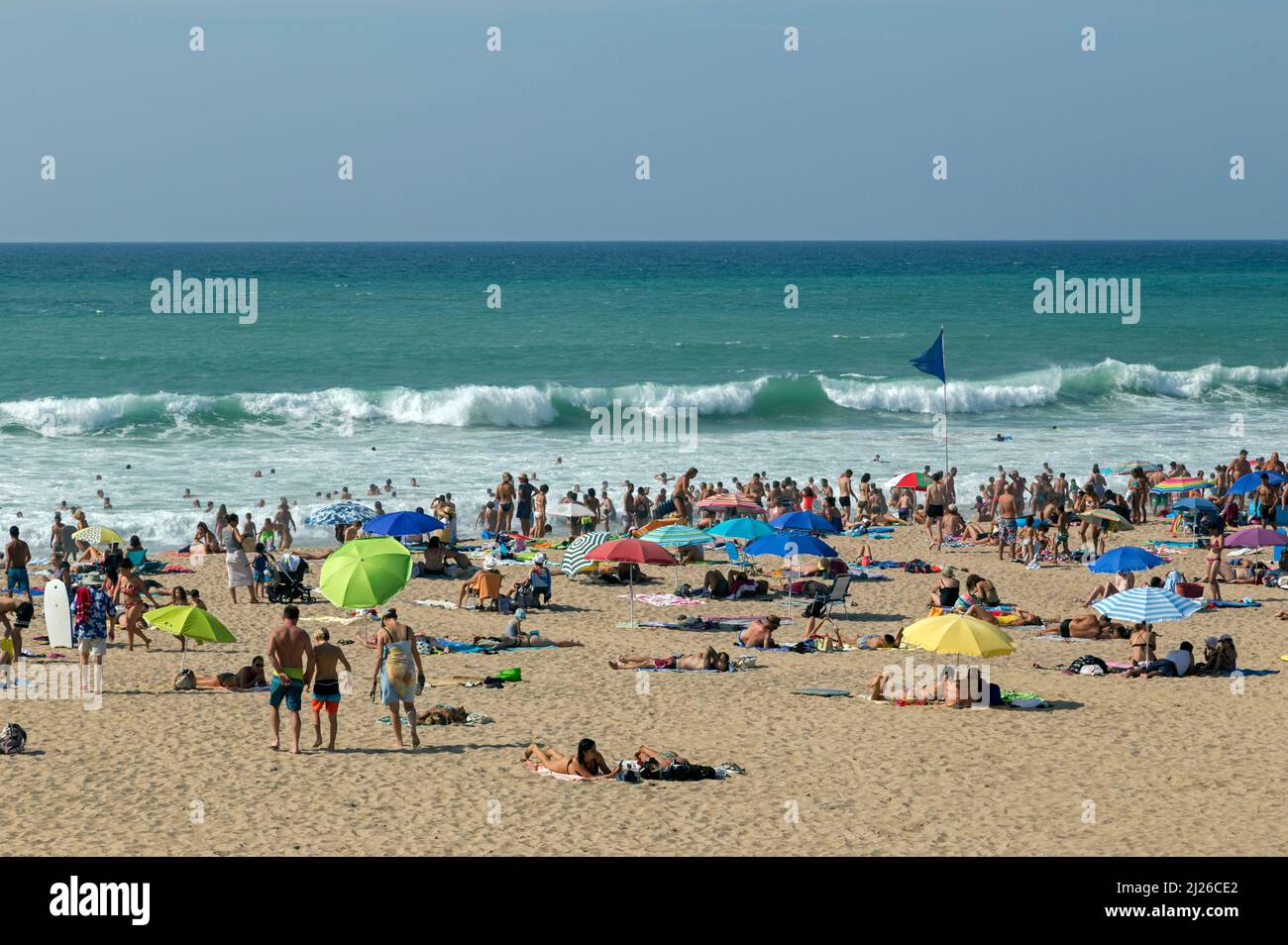 Uhabia Beach. Holiday activities. Swimming in the waves. Bidart