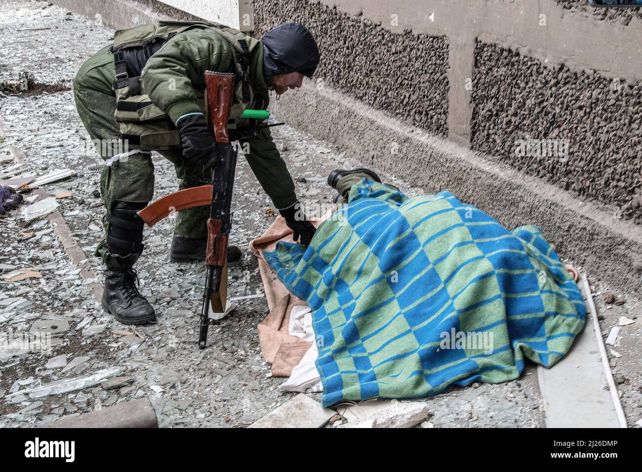 Mariupol, Ukraine. 27th Mar, 2022. A DNR People's Republic