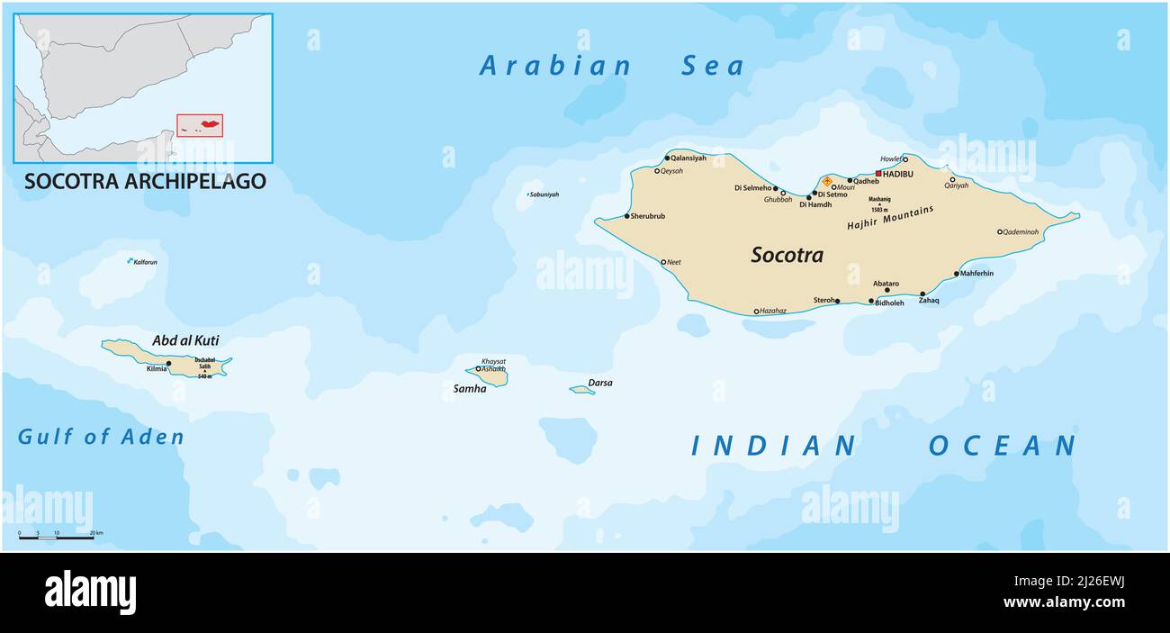 Vector map of Yemen islands of Socotra archipelago Stock Vector
