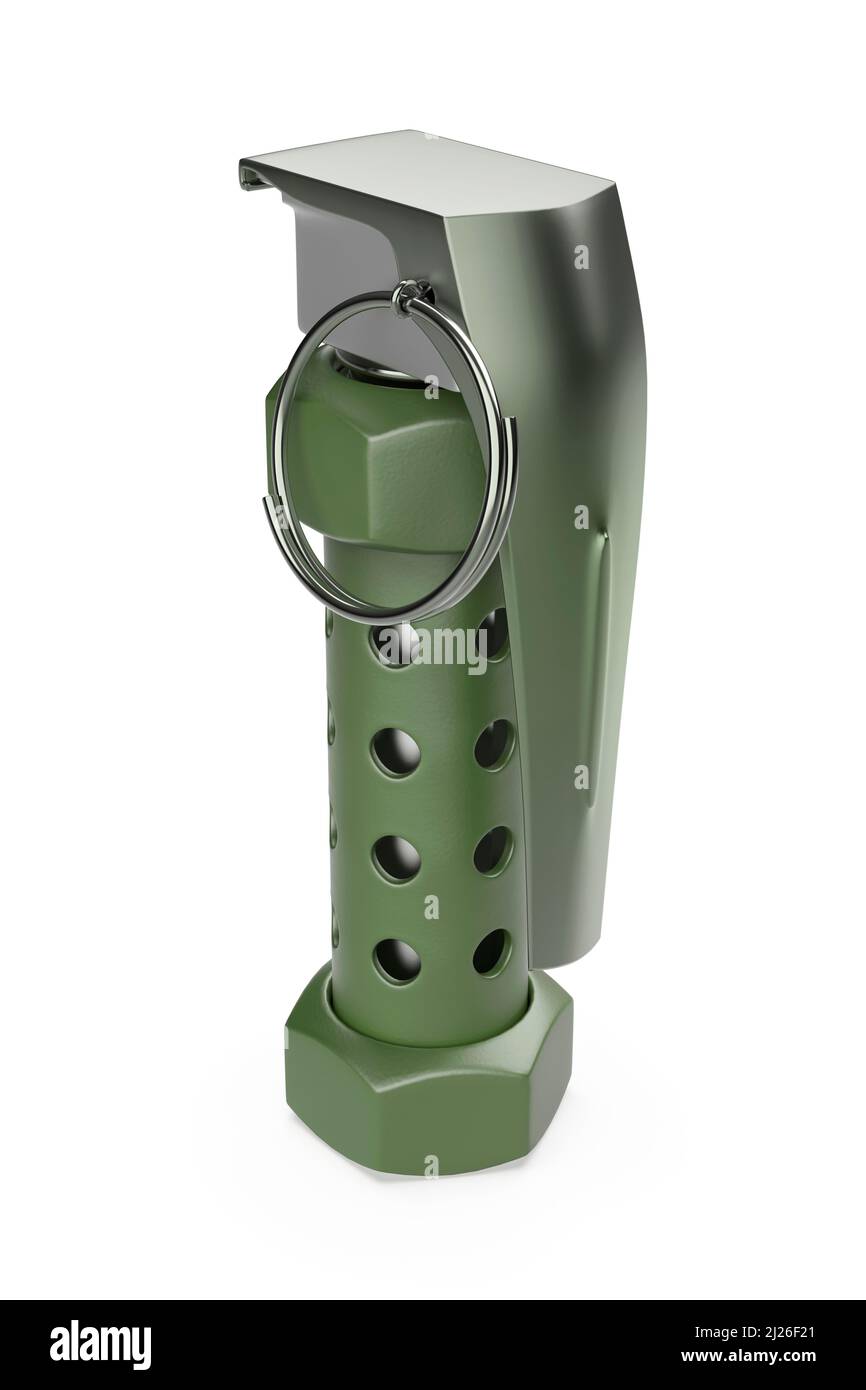 Military stun grenade on white background Stock Photo - Alamy