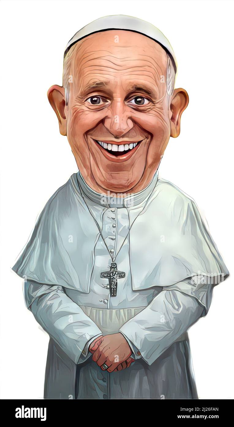 Pope Francis, Jorge Mario Bergoglio, caricature face, comic, cartoon,  smiling Stock Photo - Alamy