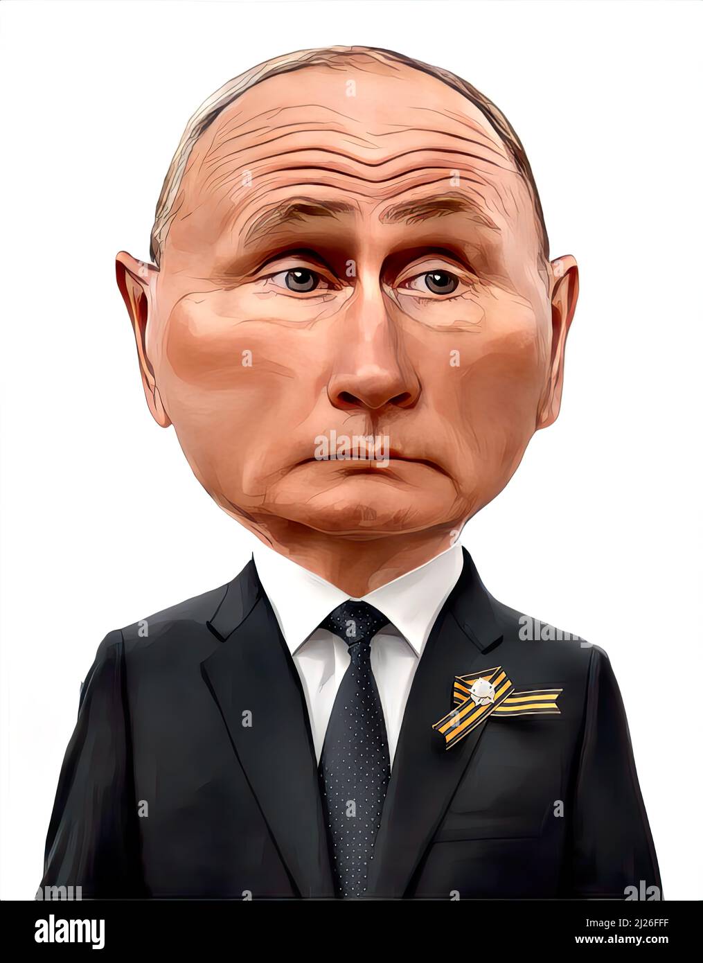 Russian president Vladimir Putin, caricature face, worried, astonished ...