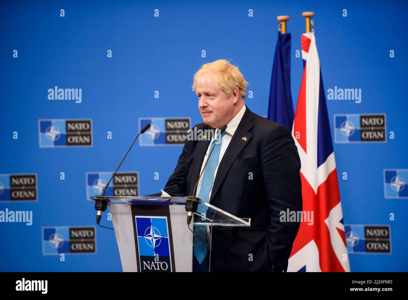 BRUSSELS, BELGIUM. 24th March 2022. Boris Johnson, Prime Minister of UK, during press conference