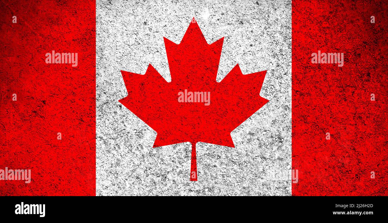 Canada flag, grunge texture background photo. National country flag