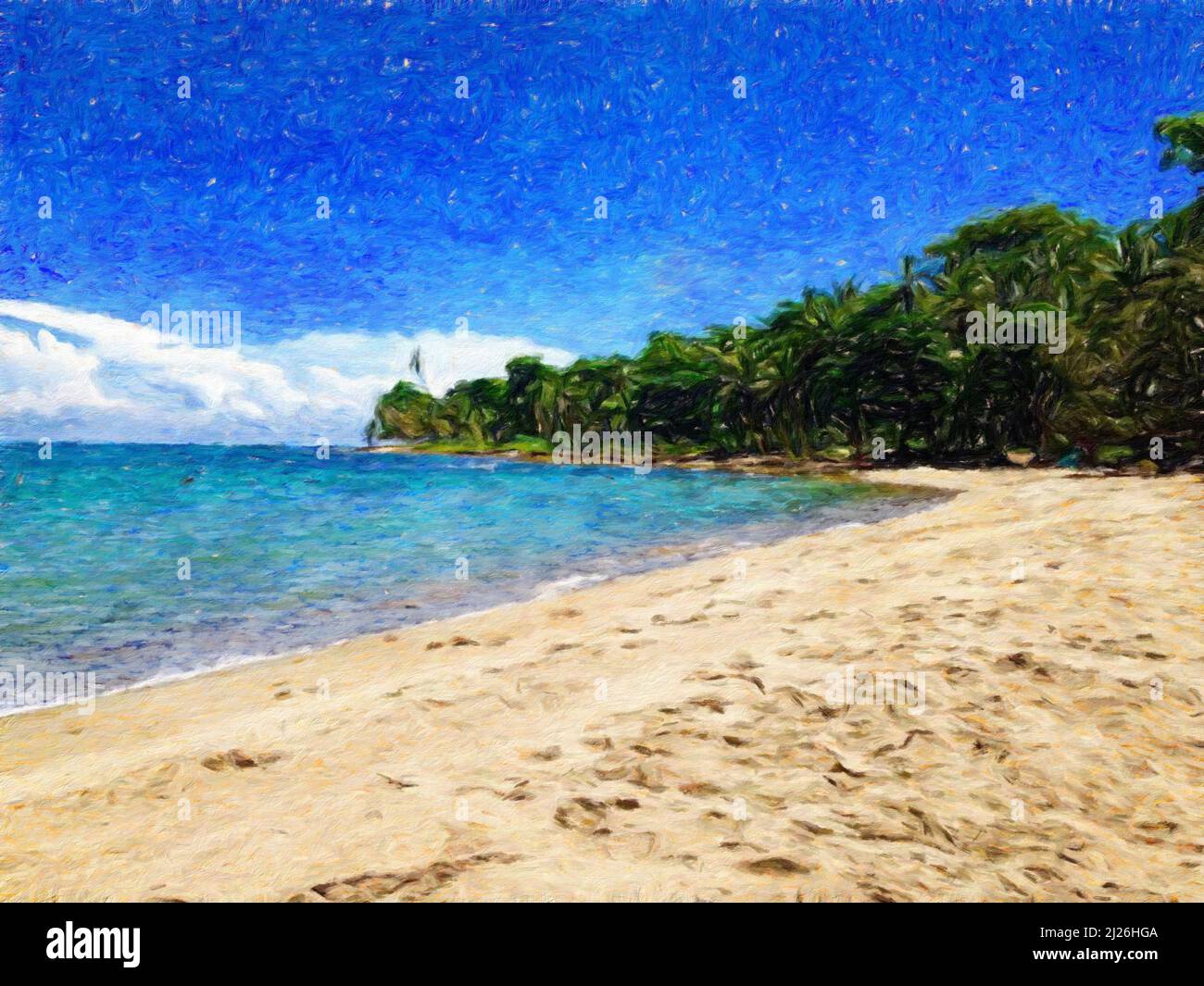 Watercolor and oil painting nature landscape, famous travel and ...