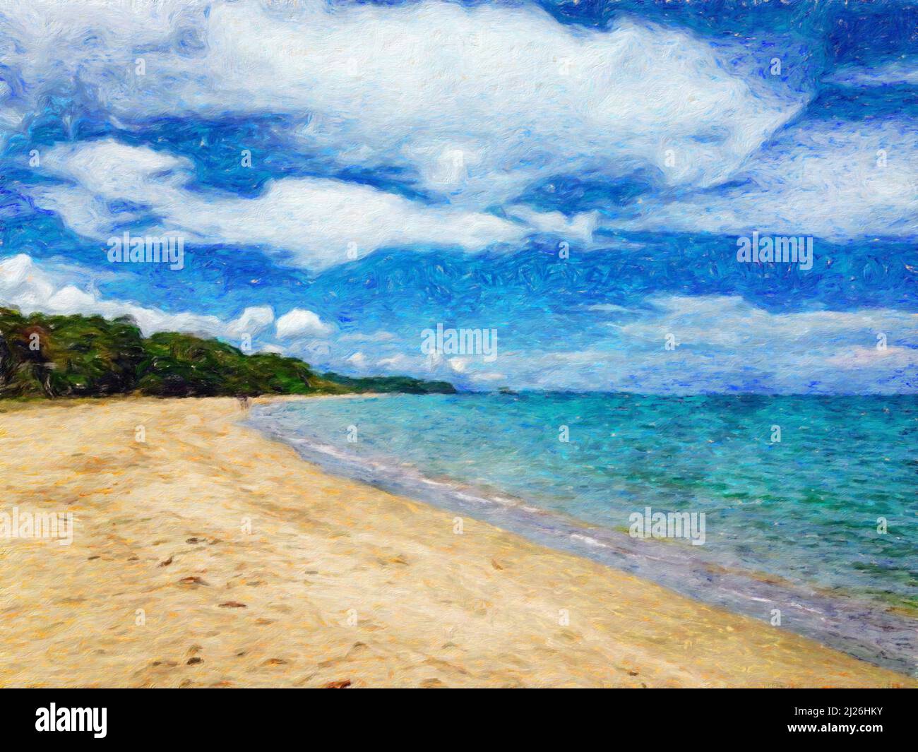 Watercolor and oil painting nature landscape, famous travel and ...
