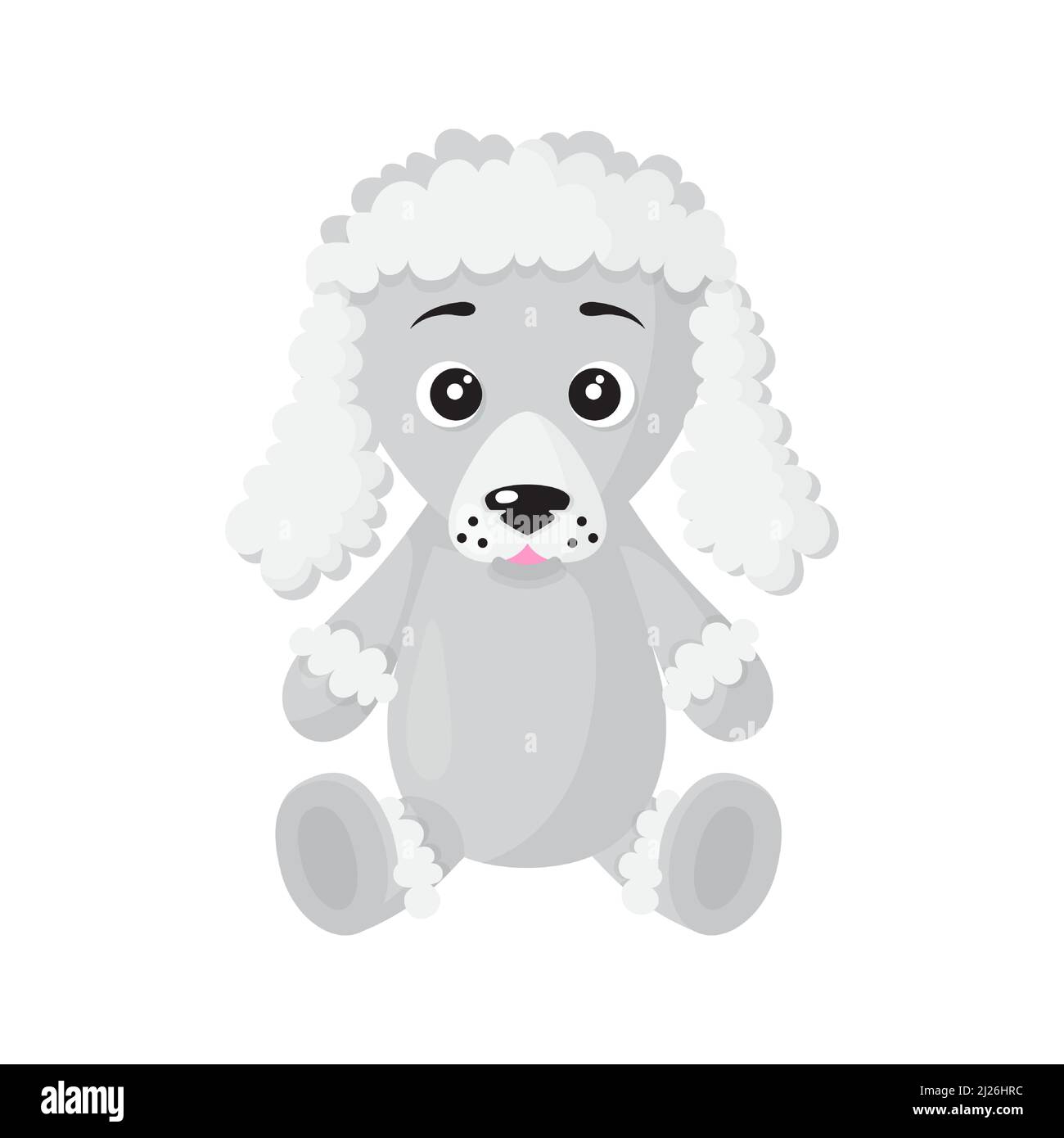 Vector cartoon sitting dog of Poodle breed. Puppy, pets design element ...