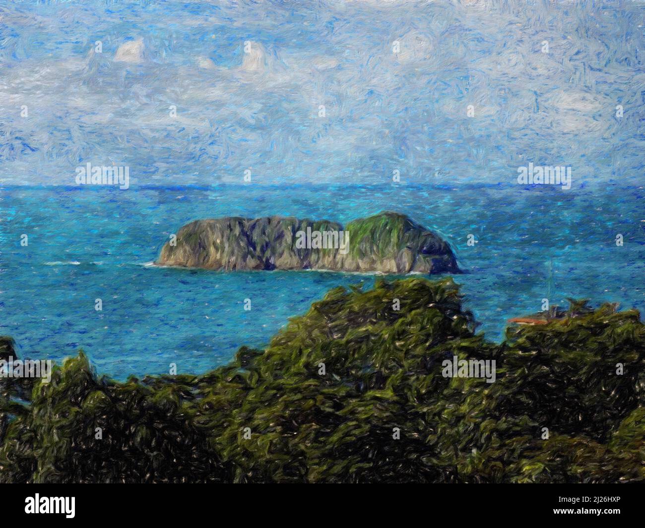 Watercolor and oil painting nature landscape, famous travel and ...