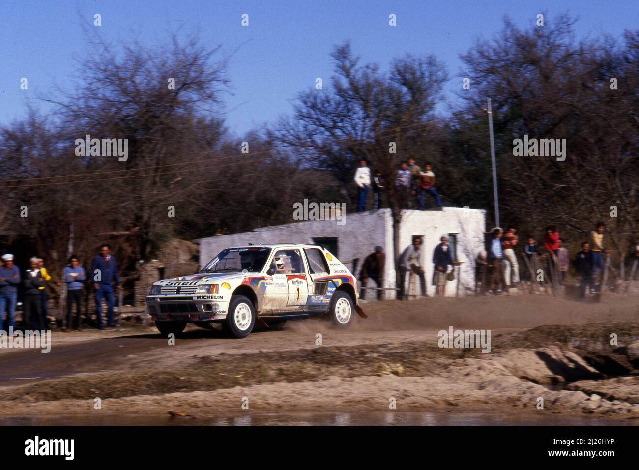 Carlos Reutemann (ARG) Jean Francois Fauchille (FRA) Peugeot 205 Turbo 16 GrB Peugeot Talbot Sport 3rd position Stock Photo