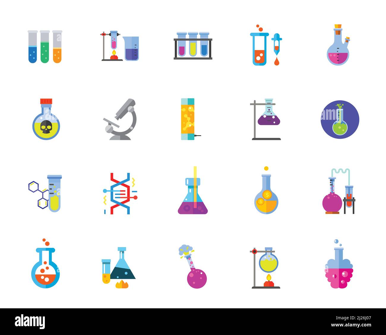 Chemistry icon set. Can be used for topics like science, education, medicine, scientific research, experiment, exploration, pharmaceutics, laboratory Stock Photo