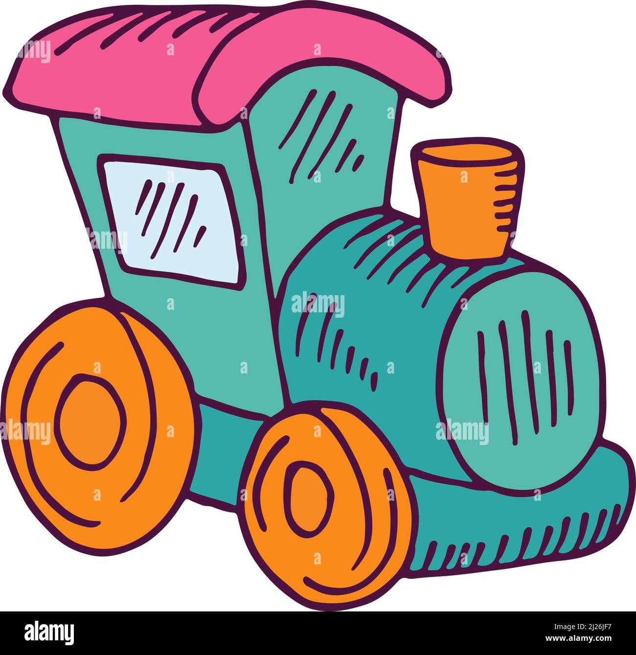 Child locomotive toy. Wooden train for kid playing Stock Vector