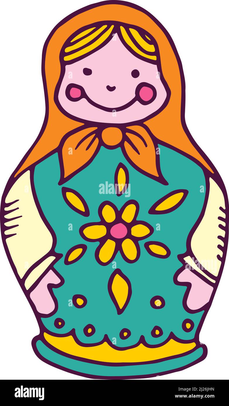 Russian doll icon. Colorful traditional wooden toy Stock Vector Image