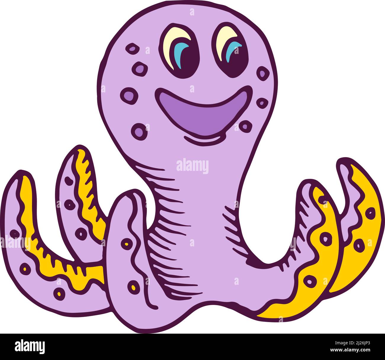Cute purple octopus. Funny smiling animal toy Stock Vector Image & Art