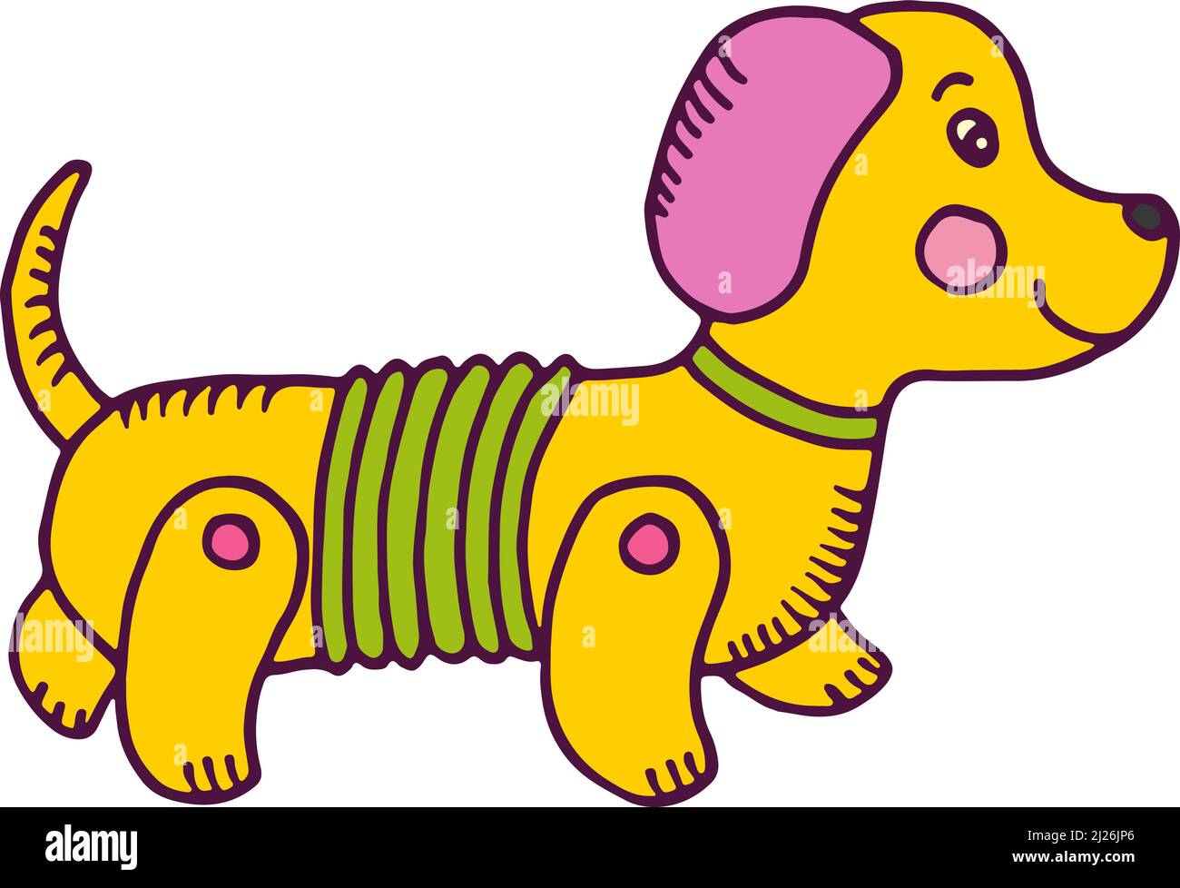 Cute dog toy. Child mechanical puppy. Hand drawn animal Stock Vector