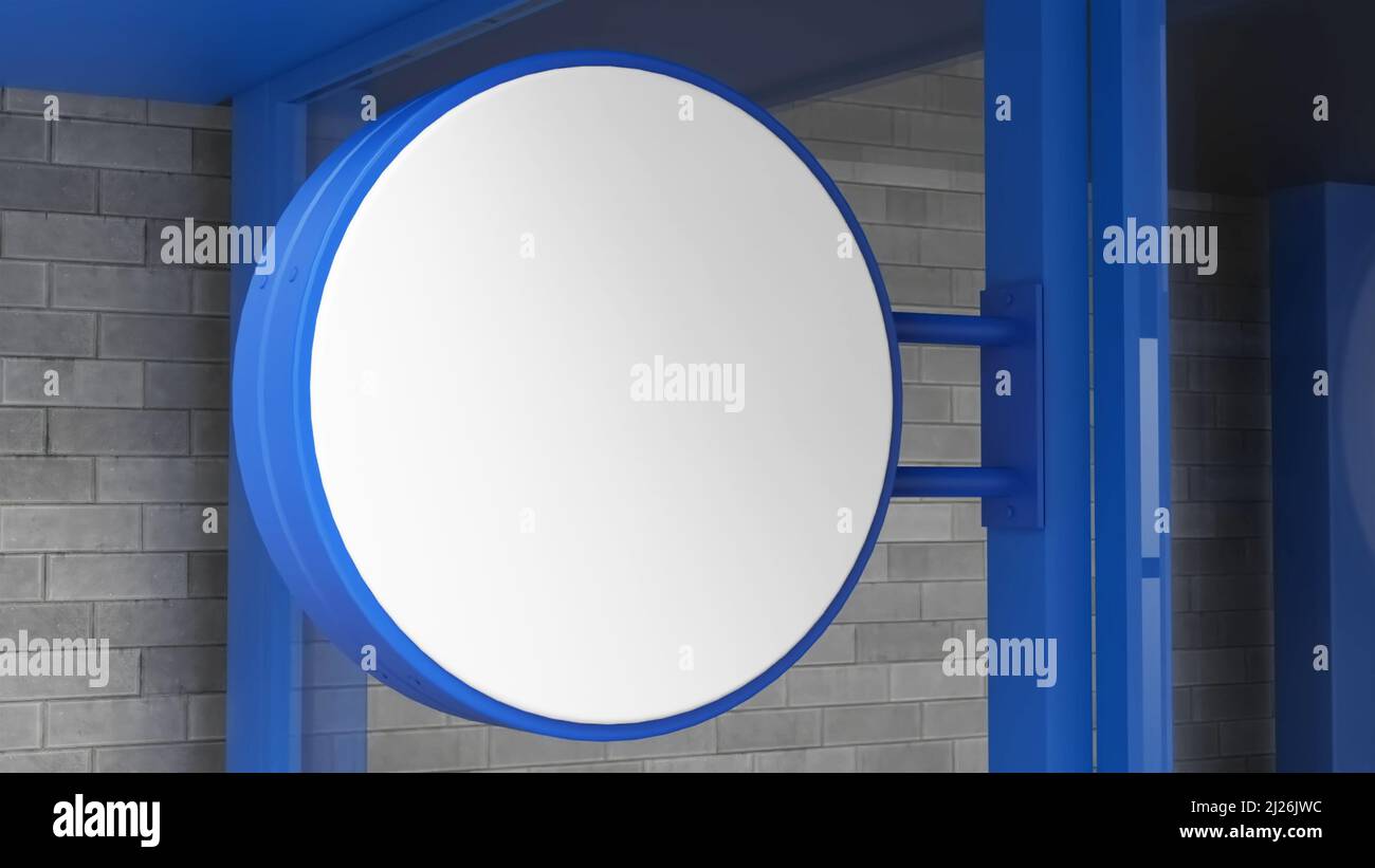 shop sign for logo template 3d circular render illustration Stock Photo