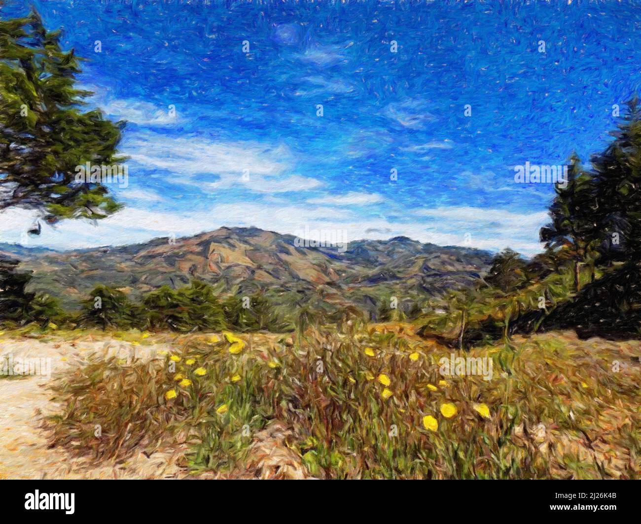Watercolor and oil painting nature landscape, famous travel and ...