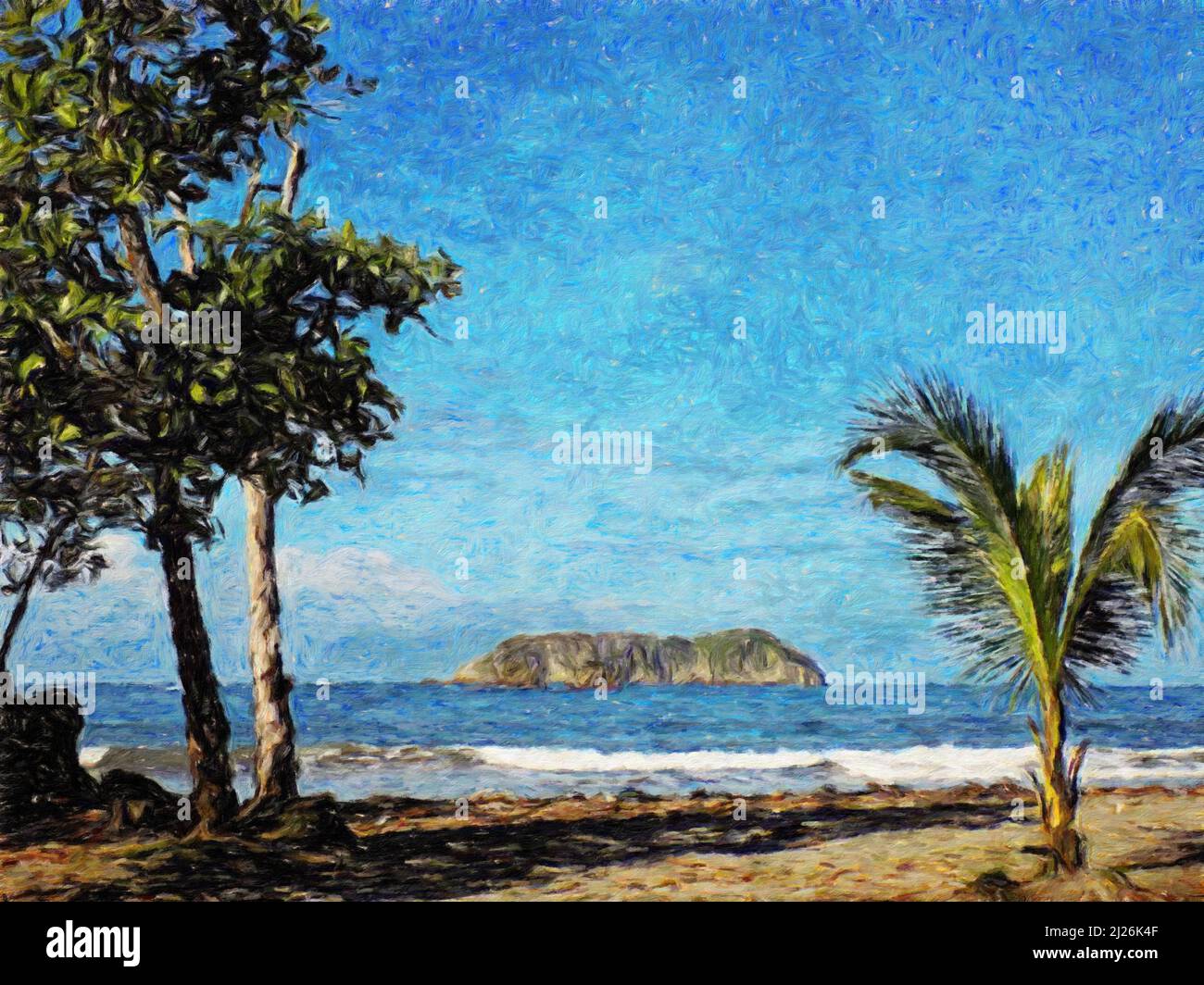 Watercolor and oil painting nature landscape, famous travel and ...