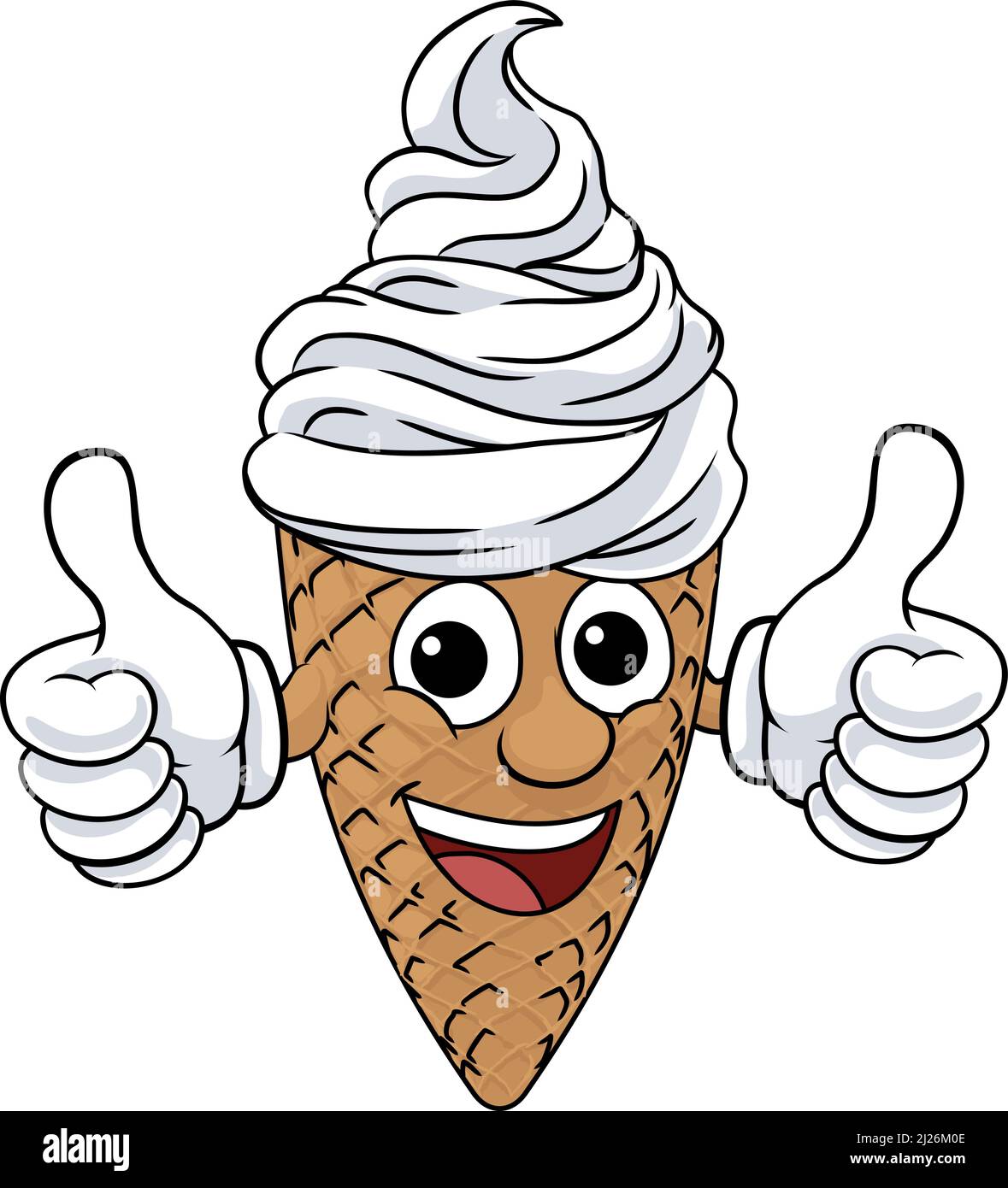 Ice Cream Cone Cartoon Character Mascot Thumbs Up Stock Vector Image